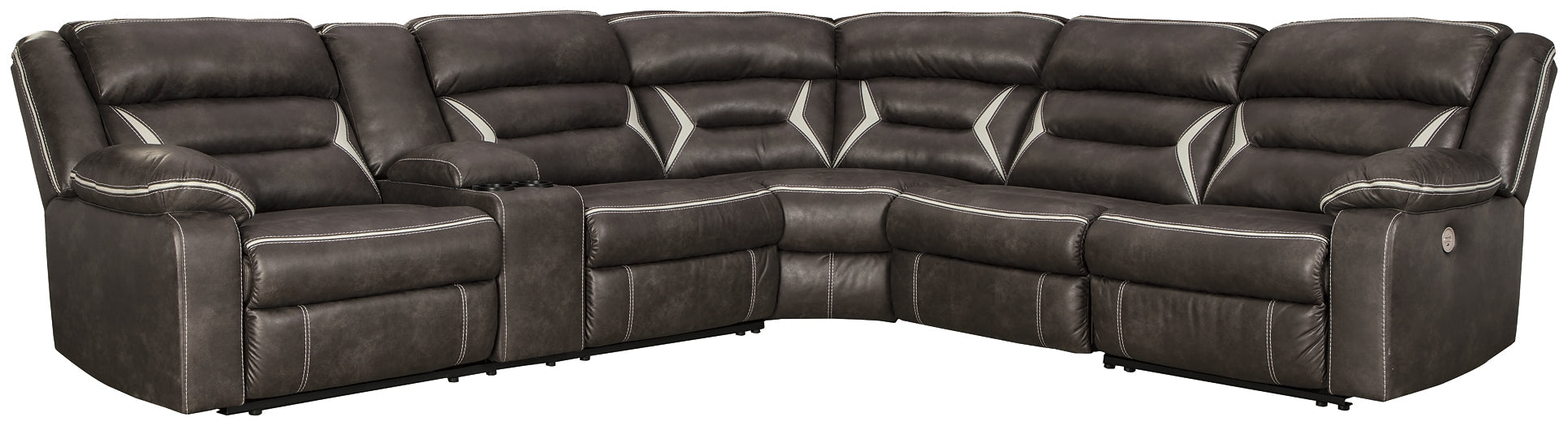 Kincord 4-Piece Power Reclining Sectional at Walker Mattress and Furniture Locations in Cedar Park and Belton TX.