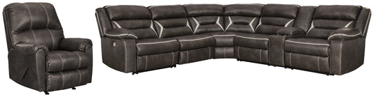 Kincord 4-Piece Sectional with Recliner at Walker Mattress and Furniture Locations in Cedar Park and Belton TX.