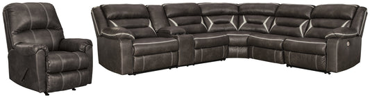 Kincord 4-Piece Sectional with Recliner at Walker Mattress and Furniture Locations in Cedar Park and Belton TX.