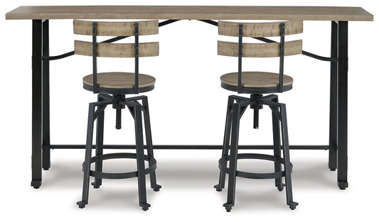 Lesterton Counter Height Dining Table and 2 Barstools at Walker Mattress and Furniture Locations in Cedar Park and Belton TX.