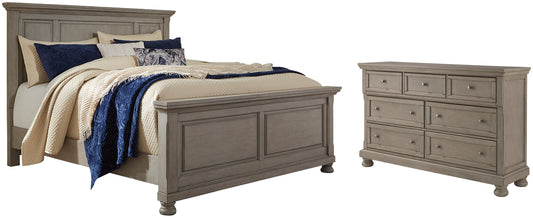 Lettner California King Panel Bed with Dresser at Walker Mattress and Furniture Locations in Cedar Park and Belton TX.