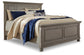 Lettner California King Panel Bed with Mirrored Dresser and 2 Nightstands at Walker Mattress and Furniture Locations in Cedar Park and Belton TX.