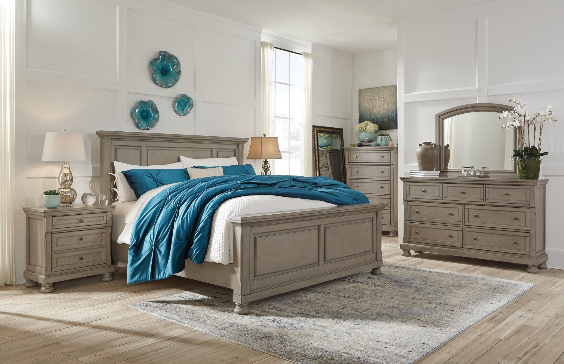 Lettner Queen Panel Bed with Dresser at Walker Mattress and Furniture Locations in Cedar Park and Belton TX.