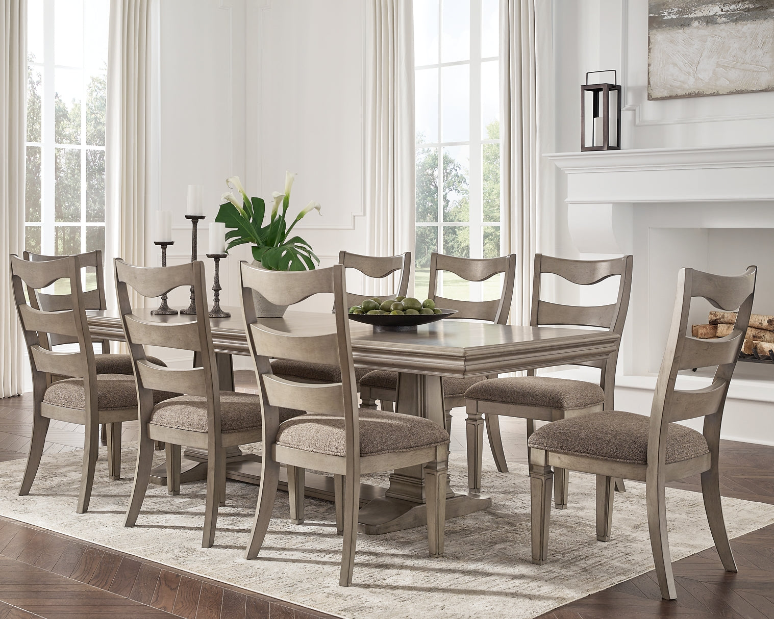 Lexorne Dining Table and 8 Chairs at Walker Mattress and Furniture Locations in Cedar Park and Belton TX.