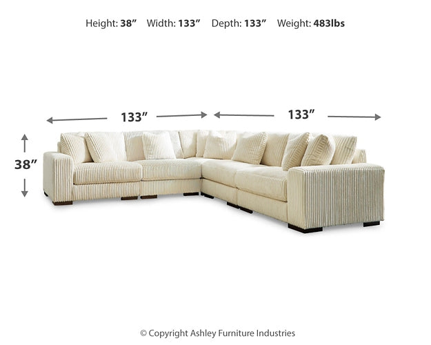 Lindyn 5-Piece Sectional with Ottoman at Walker Mattress and Furniture Locations in Cedar Park and Belton TX.