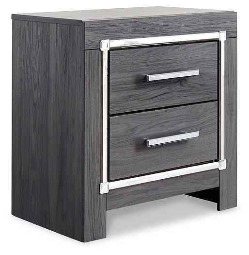 Lodanna Full Panel Bed with Mirrored Dresser, Chest and Nightstand at Walker Mattress and Furniture Locations in Cedar Park and Belton TX.