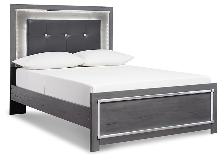Lodanna Full Panel Bed with Mirrored Dresser, Chest and Nightstand at Walker Mattress and Furniture Locations in Cedar Park and Belton TX.