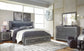 Lodanna King Panel Bed with 2 Storage Drawers with Mirrored Dresser, Chest and Nightstand at Walker Mattress and Furniture Locations in Cedar Park and Belton TX.