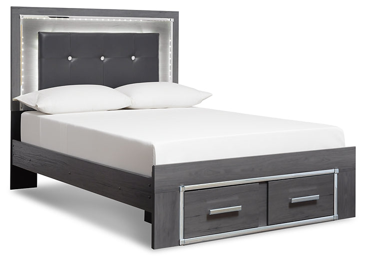 Lodanna Queen Panel Bed with 2 Storage Drawers at Walker Mattress and Furniture Locations in Cedar Park and Belton TX.