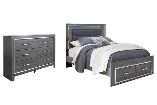 Lodanna Queen Panel Bed with 2 Storage Drawers with Dresser at Walker Mattress and Furniture Locations in Cedar Park and Belton TX.