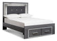 Lodanna Queen Panel Bed with 2 Storage Drawers with Mirrored Dresser and Chest at Walker Mattress and Furniture Locations in Cedar Park and Belton TX.