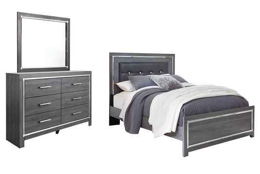 Lodanna Queen Panel Bed with Mirrored Dresser at Walker Mattress and Furniture Locations in Cedar Park and Belton TX.
