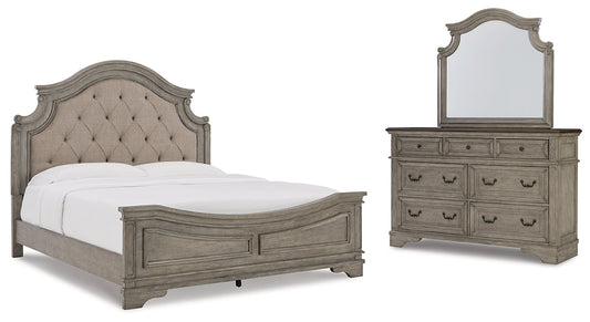 Lodenbay California King Panel Bed with Mirrored Dresser at Walker Mattress and Furniture Locations in Cedar Park and Belton TX.