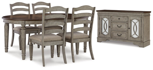 Lodenbay Dining Table and 4 Chairs with Storage at Walker Mattress and Furniture Locations in Cedar Park and Belton TX.