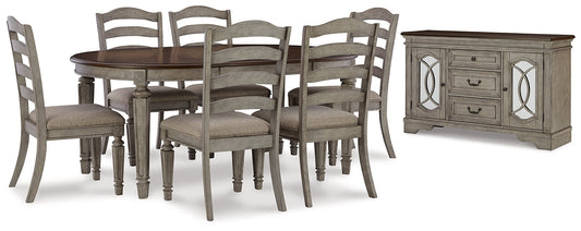 Lodenbay Dining Table and 6 Chairs with Storage at Walker Mattress and Furniture Locations in Cedar Park and Belton TX.