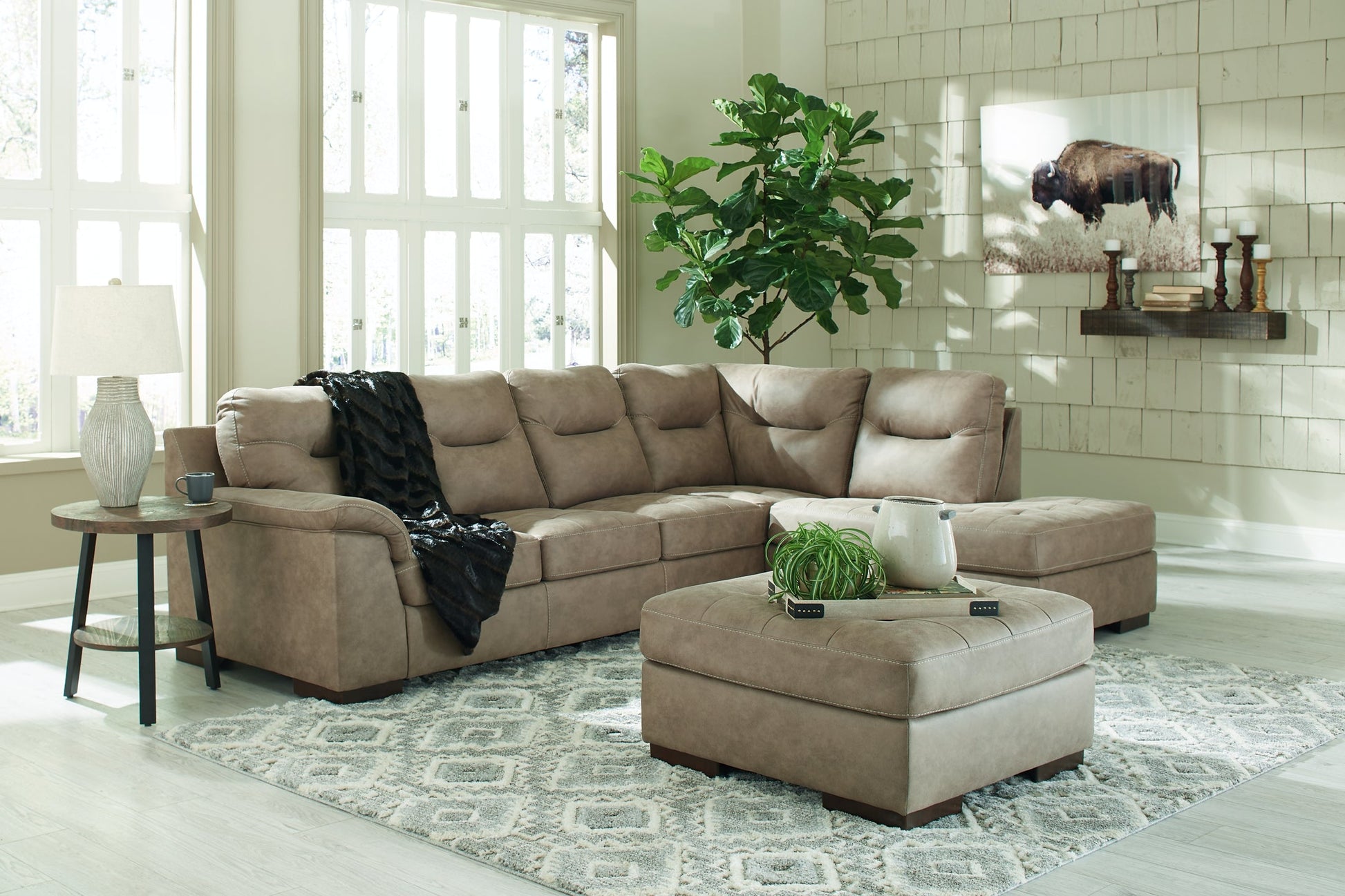 Maderla 2-Piece Sectional with Ottoman at Walker Mattress and Furniture Locations in Cedar Park and Belton TX.