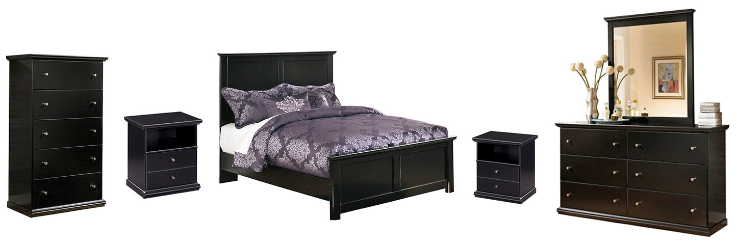 Maribel Full Panel Bed with Mirrored Dresser, Chest and 2 Nightstands at Walker Mattress and Furniture Locations in Cedar Park and Belton TX.