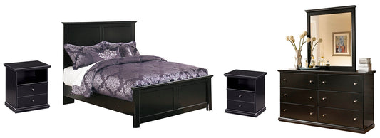 Maribel Full Panel Bed with Mirrored Dresser and 2 Nightstands at Walker Mattress and Furniture Locations in Cedar Park and Belton TX.