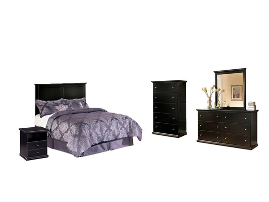 Maribel Full Panel Headboard with Mirrored Dresser, Chest and Nightstand at Walker Mattress and Furniture Locations in Cedar Park and Belton TX.