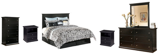 Maribel King/California King Panel Headboard with Mirrored Dresser, Chest and 2 Nightstands at Walker Mattress and Furniture Locations in Cedar Park and Belton TX.