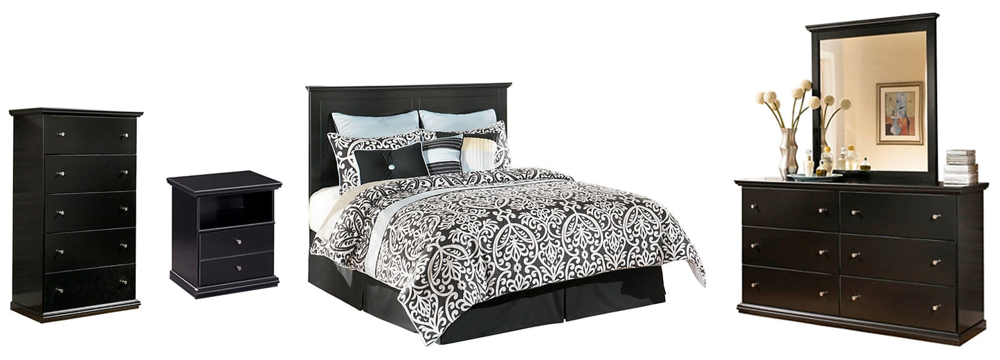 Maribel King/California King Panel Headboard with Mirrored Dresser, Chest and Nightstand at Walker Mattress and Furniture Locations in Cedar Park and Belton TX.