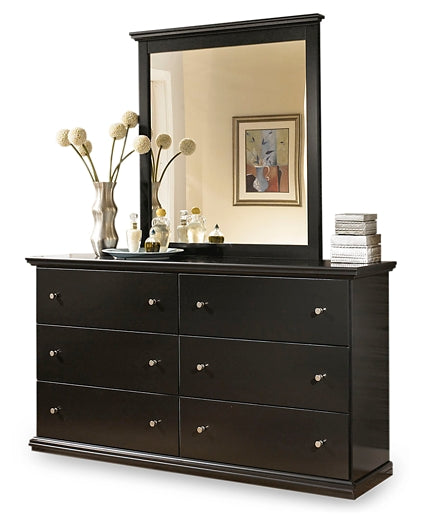 Maribel King/California King Panel Headboard with Mirrored Dresser, Chest and Nightstand at Walker Mattress and Furniture Locations in Cedar Park and Belton TX.