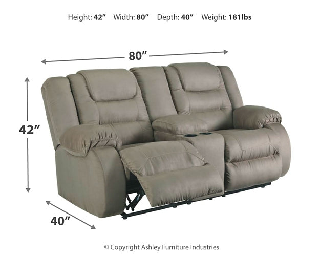 McCade DBL Rec Loveseat w/Console at Walker Mattress and Furniture Locations in Cedar Park and Belton TX.