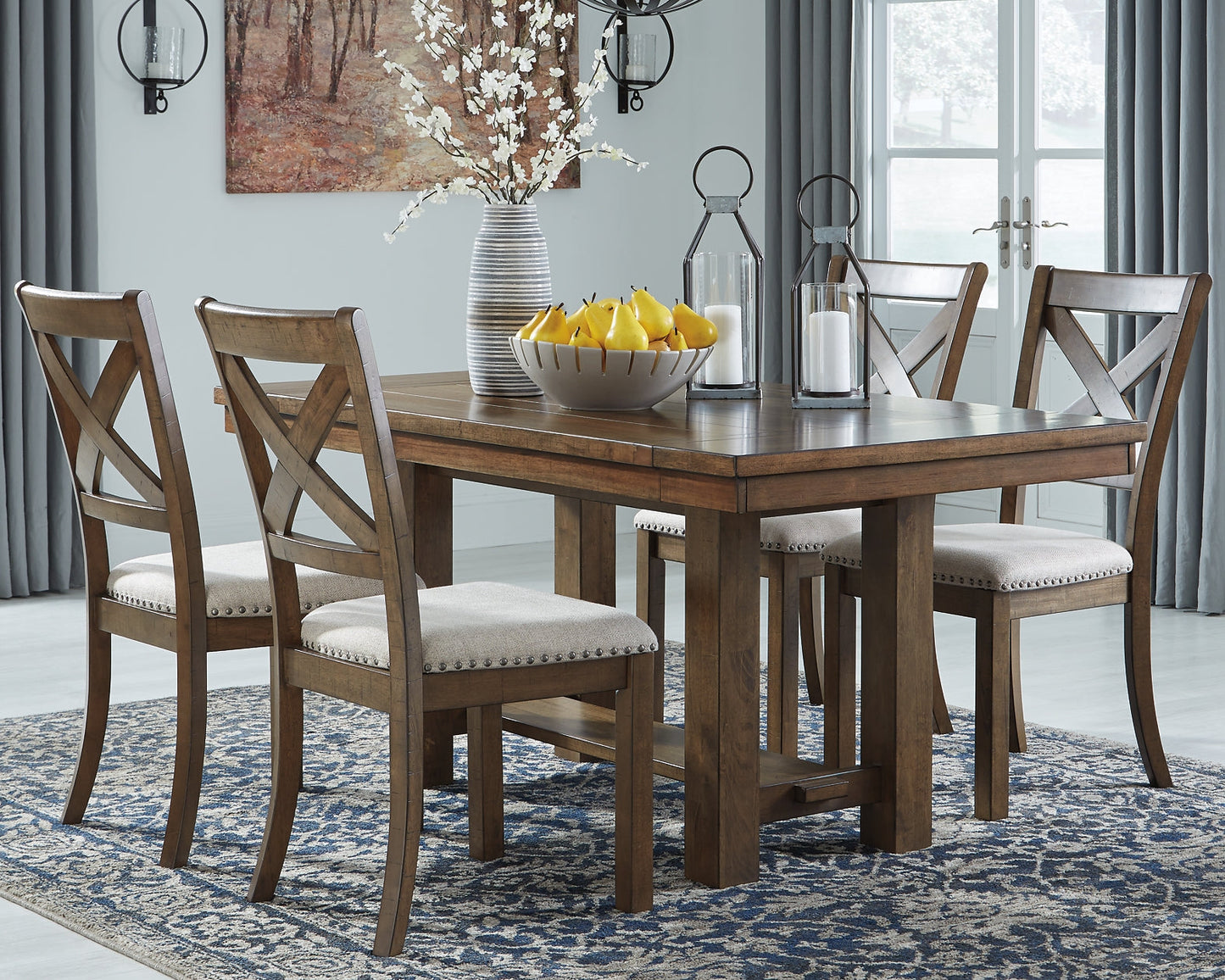 Moriville Dining Table and 4 Chairs at Walker Mattress and Furniture Locations in Cedar Park and Belton TX.