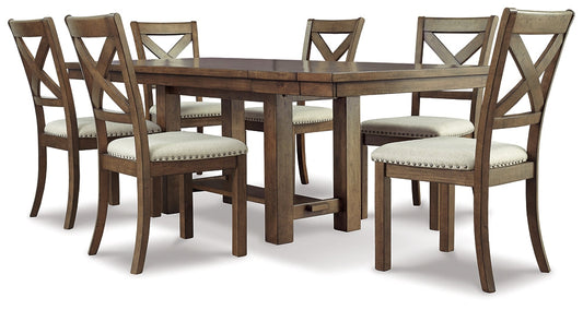 Moriville Dining Table and 6 Chairs at Walker Mattress and Furniture Locations in Cedar Park and Belton TX.