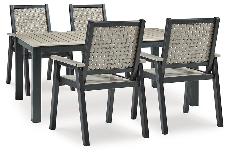 Mount Valley Outdoor Dining Table and 4 Chairs at Walker Mattress and Furniture Locations in Cedar Park and Belton TX.