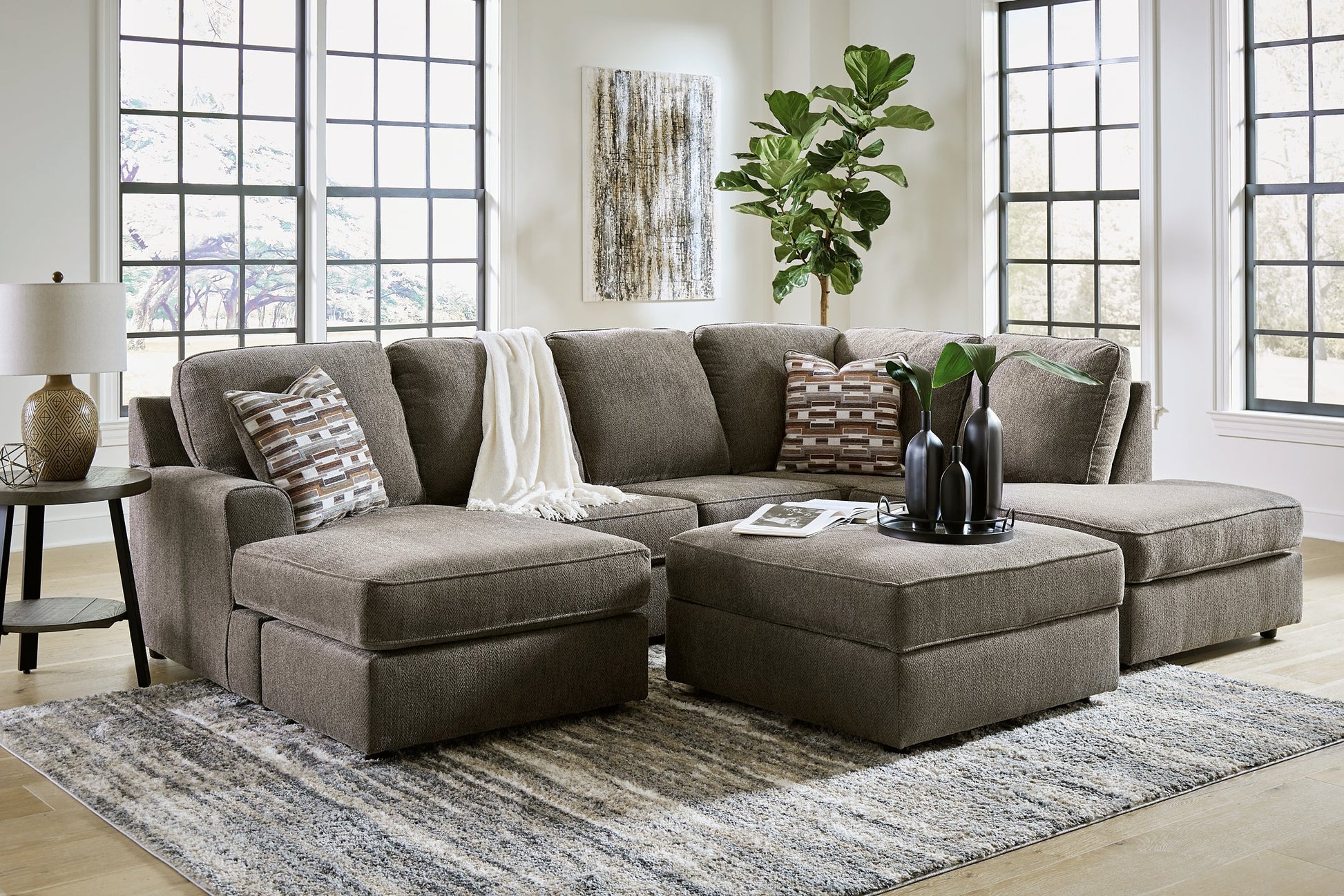 O'Phannon 2-Piece Sectional with Ottoman at Walker Mattress and Furniture Locations in Cedar Park and Belton TX.