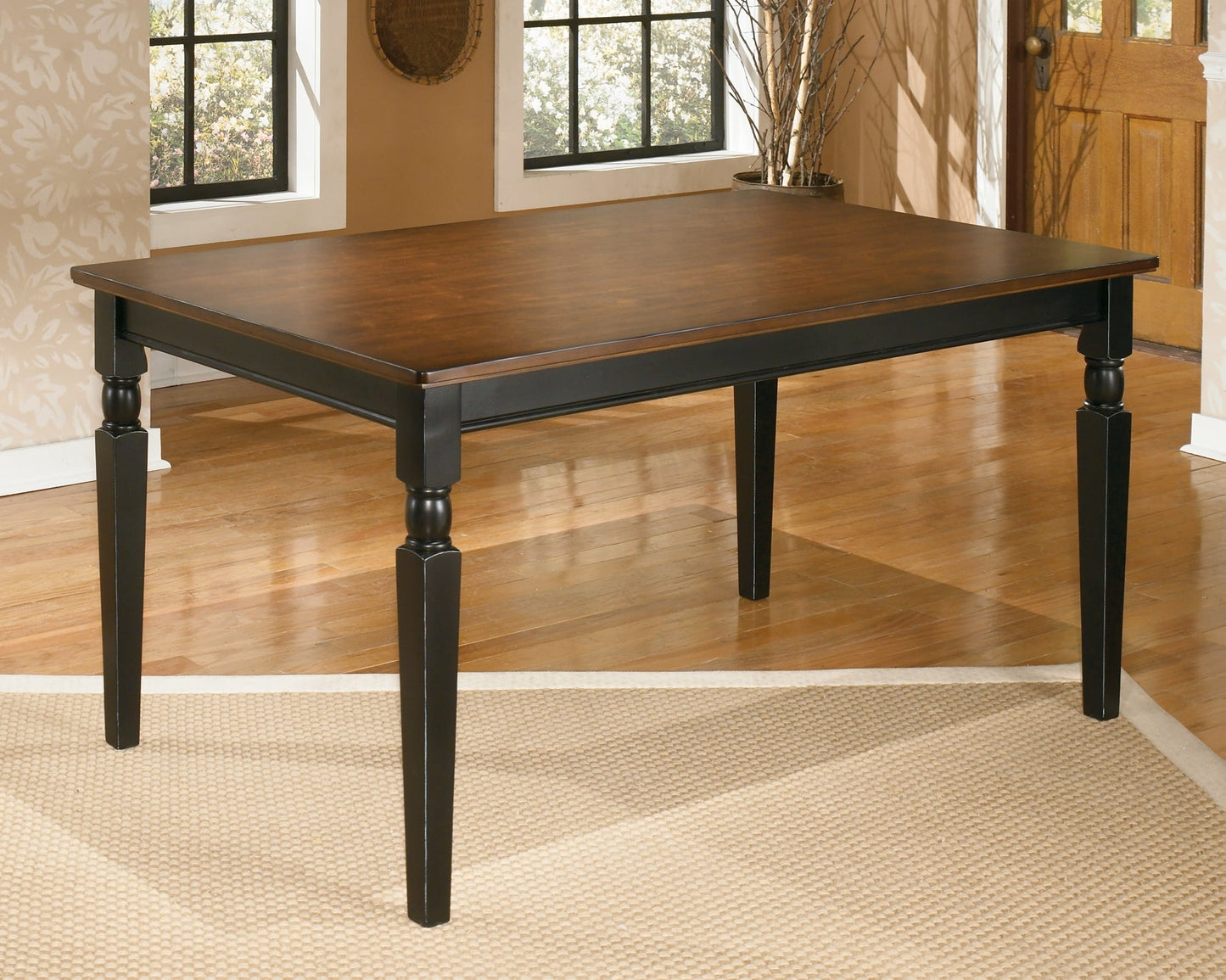 Owingsville Dining Table and 4 Chairs and Bench at Walker Mattress and Furniture Locations in Cedar Park and Belton TX.