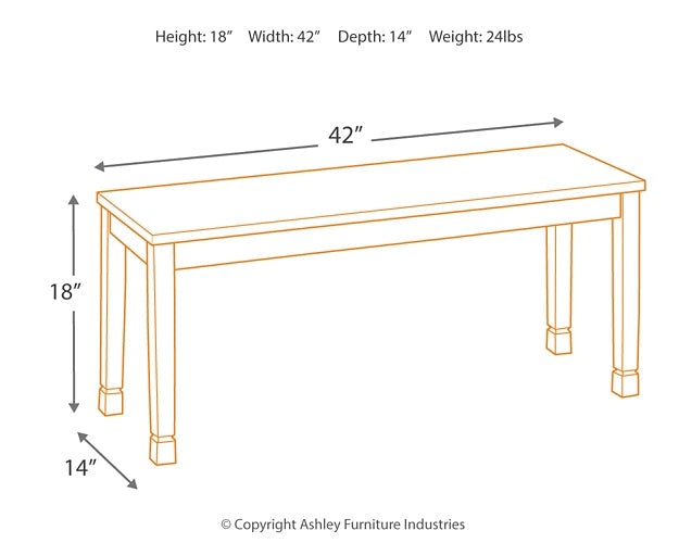 Owingsville Dining Table and 4 Chairs and Bench at Walker Mattress and Furniture Locations in Cedar Park and Belton TX.