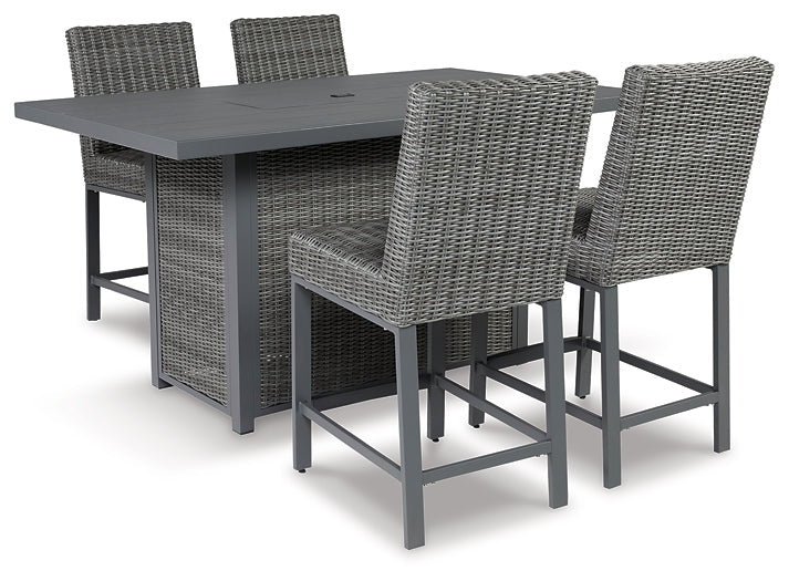 Palazzo Outdoor Bar Table and 4 Barstools at Walker Mattress and Furniture Locations in Cedar Park and Belton TX.