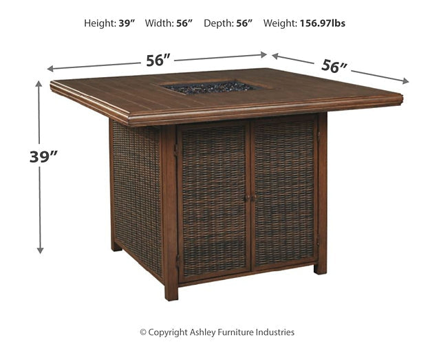 Paradise Trail Square Bar Table w/Fire Pit at Walker Mattress and Furniture Locations in Cedar Park and Belton TX.