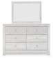 Paxberry King Panel Bed with Mirrored Dresser, Chest and Nightstand at Walker Mattress and Furniture Locations in Cedar Park and Belton TX.