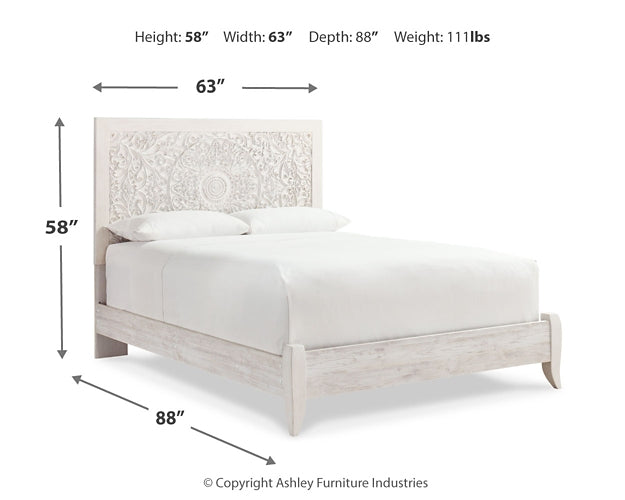 Paxberry Queen Panel Bed with Mirrored Dresser at Walker Mattress and Furniture Locations in Cedar Park and Belton TX.