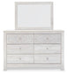 Paxberry Queen Panel Bed with Mirrored Dresser at Walker Mattress and Furniture Locations in Cedar Park and Belton TX.