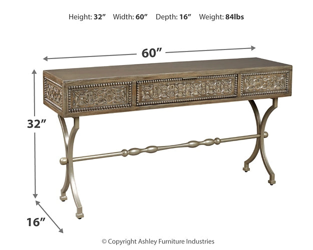 Quinnland Console Sofa Table at Walker Mattress and Furniture Locations in Cedar Park and Belton TX.