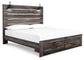 Drystan King Panel Bed with Storage with Mirrored Dresser and 2 Nightstands
