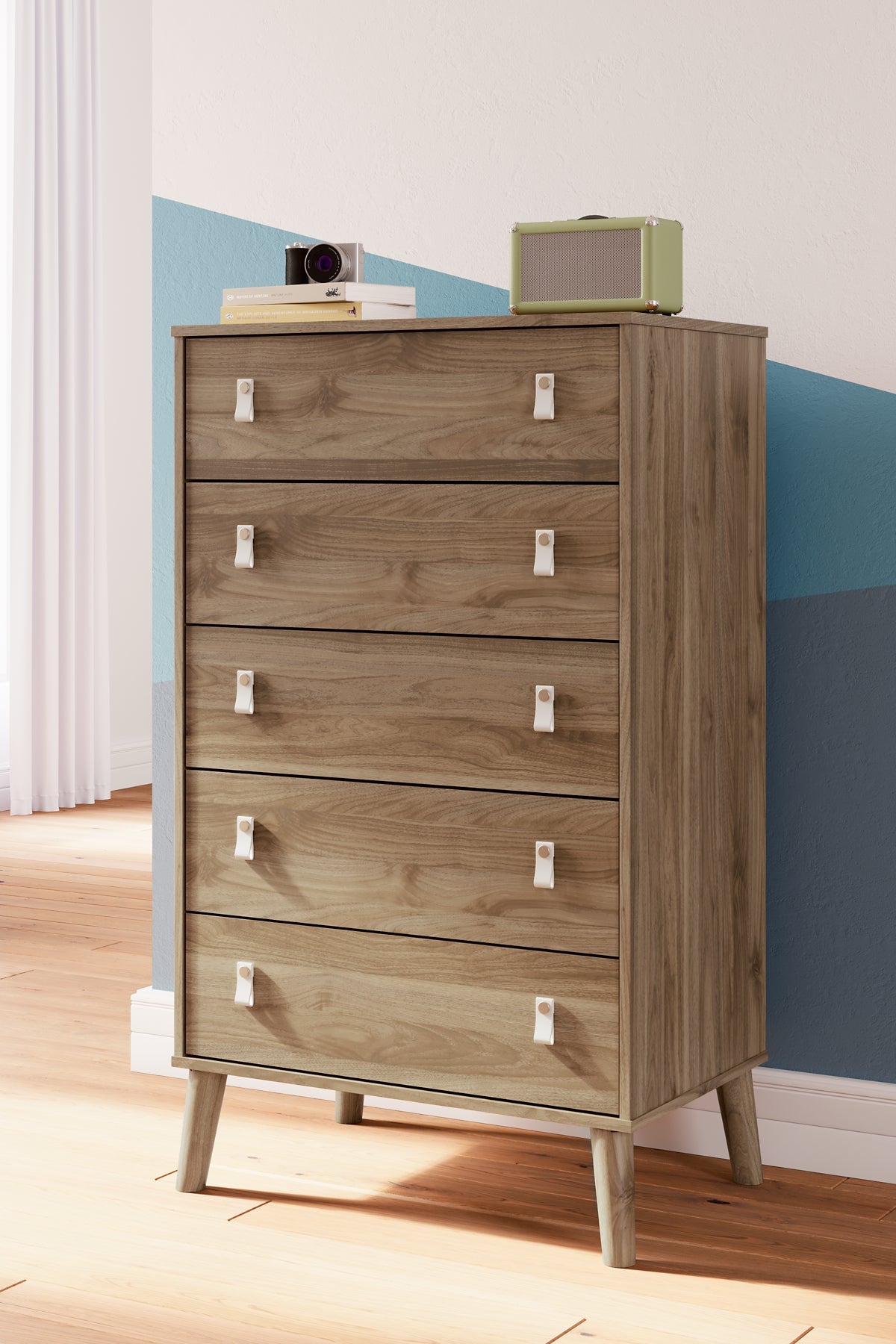 Aprilyn Twin Bookcase Headboard with Dresser, Chest and Nightstand