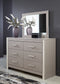 Surancha Full Panel Bed with Mirrored Dresser and Chest