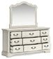 Arlendyne King Upholstered Bed with Mirrored Dresser, Chest and Nightstand